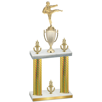 Double Gold Carbon Fiber Victory Karate Trophy