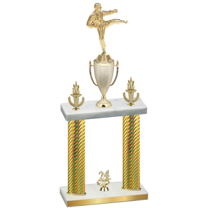 Double Gold Carbon Fiber Year Karate Trophy