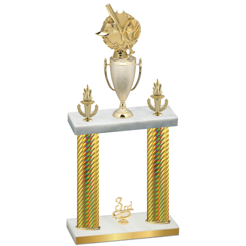 Double Gold Carbon Fiber Third Place Baseball Trophy