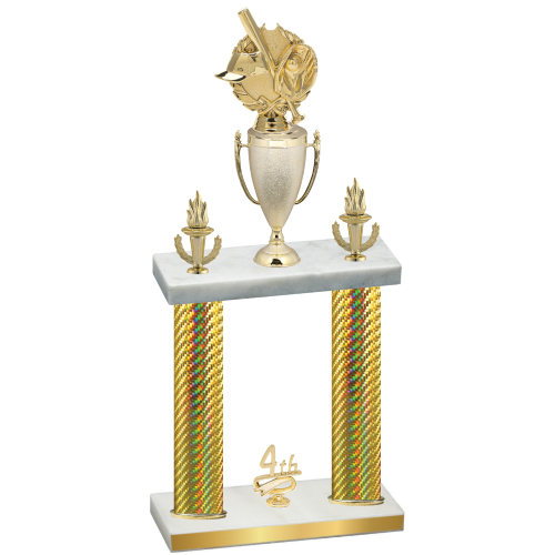 Double Gold Carbon Fiber Fourth Place Baseball Trophy