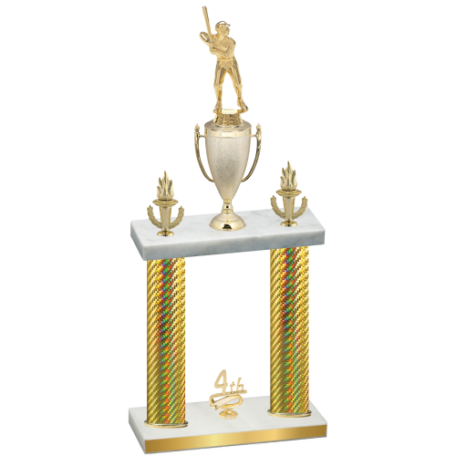 Double Gold Carbon Fiber Fourth Place Baseball Trophy