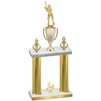 Double Gold Carbon Fiber Fourth Place Baseball Trophy