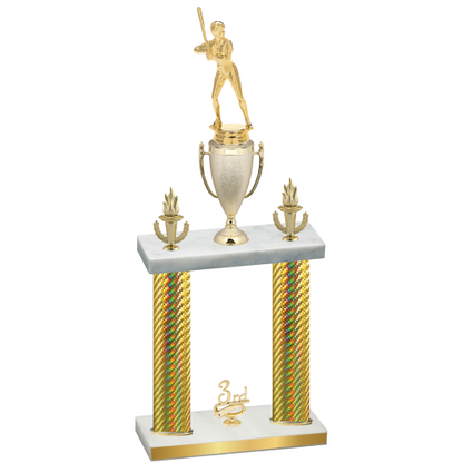 Double Gold Carbon Fiber Third Place Softball Trophy