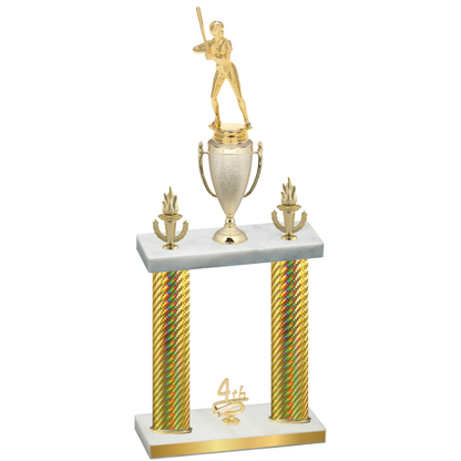 Double Gold Carbon Fiber Fourth Place Softball Trophy