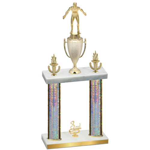 Double Silver Glacier Third Place Wrestling Trophy