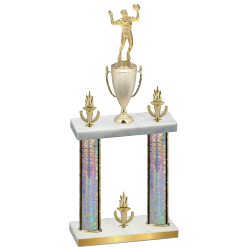 Double Silver Glacier Victory Volleyball Trophy