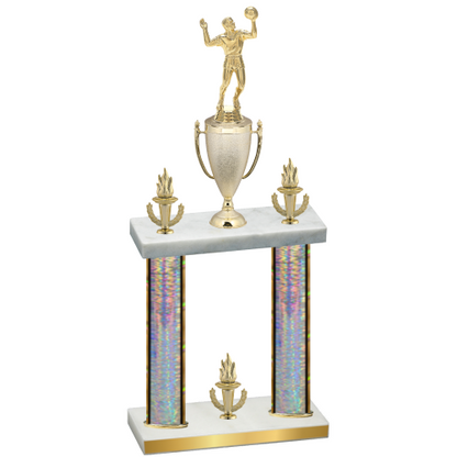 Double Silver Glacier Victory Volleyball Trophy