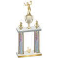 Double Silver Glacier Third Place Volleyball Trophy