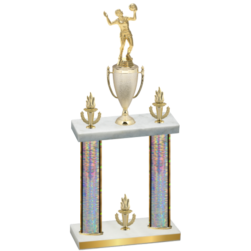 Double Silver Glacier Victory Volleyball Trophy