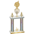 Double Silver Glacier Third Place Volleyball Trophy