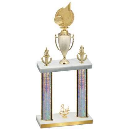 Double Silver Glacier Third Place Volleyball Trophy