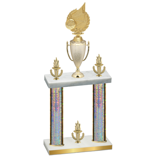 Double Silver Glacier Victory Volleyball Trophy