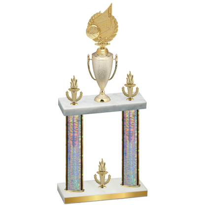 Double Silver Glacier Victory Volleyball Trophy