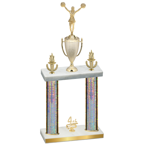Double Silver Glacier Fourth Place Cheerleading Trophy