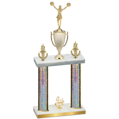 Double Silver Glacier Fourth Place Cheerleading Trophy