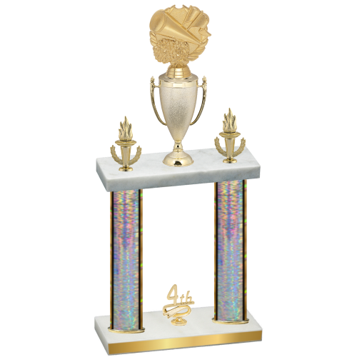 Double Silver Glacier Fourth Place Cheerleading Trophy