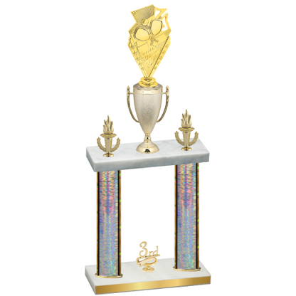 Double Silver Glacier Third Place Pickleball Trophy