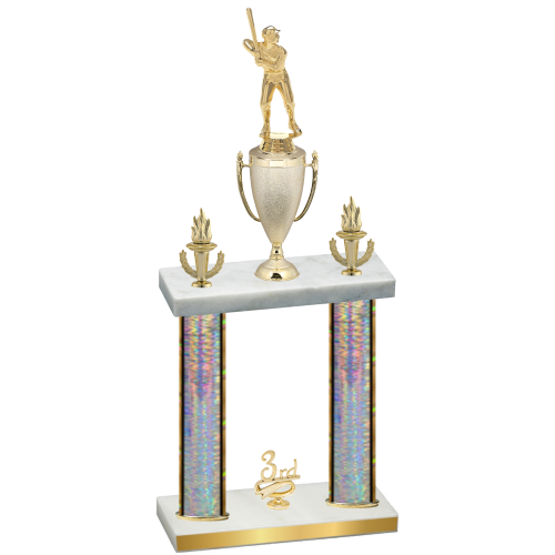 Double Silver Glacier Third Place Baseball Trophy