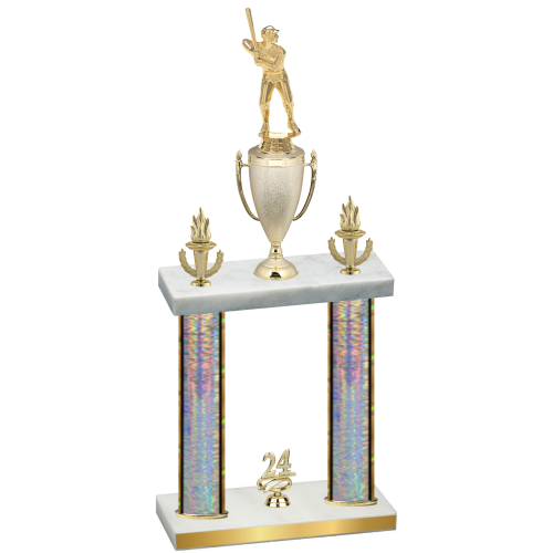 Double Silver Glacier Year Baseball Trophy