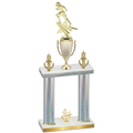 Double Silver Carbon Fiber Fourth Place Football Trophy