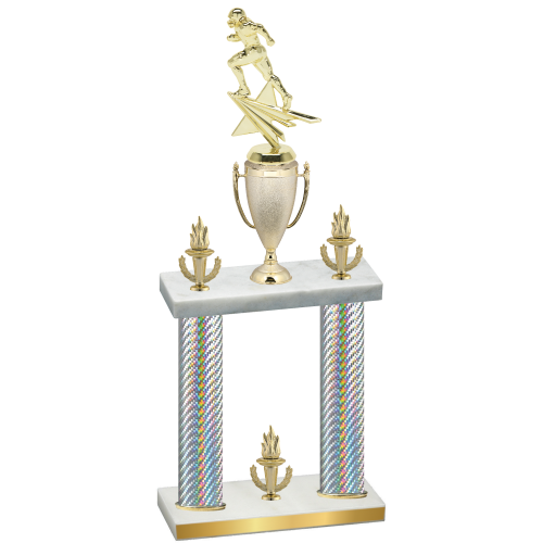 Double Silver Carbon Fiber Victory Football Trophy