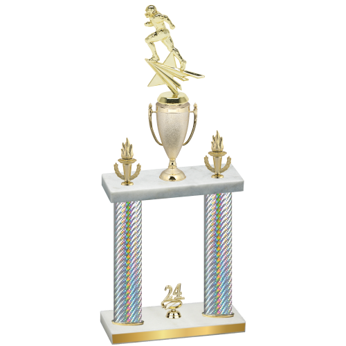 Double Silver Carbon Fiber Year Football Trophy