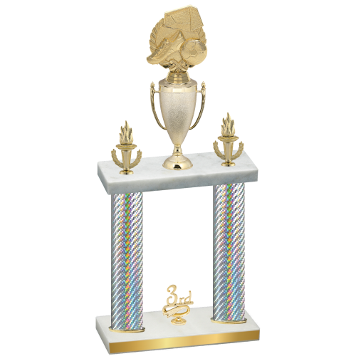 Double Silver Carbon Fiber Third Place Soccer Trophy