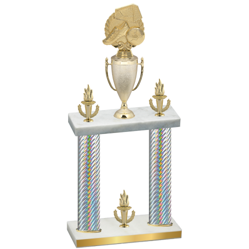 Double Silver Carbon Fiber Victory Soccer Trophy
