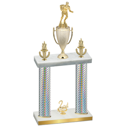 Double Silver Carbon Fiber Second Place Rugby Trophy