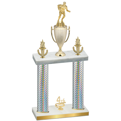 Double Silver Carbon Fiber Fourth Place Rugby Trophy