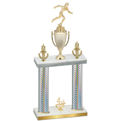Double Silver Carbon Fiber Fourth Place Running Trophy