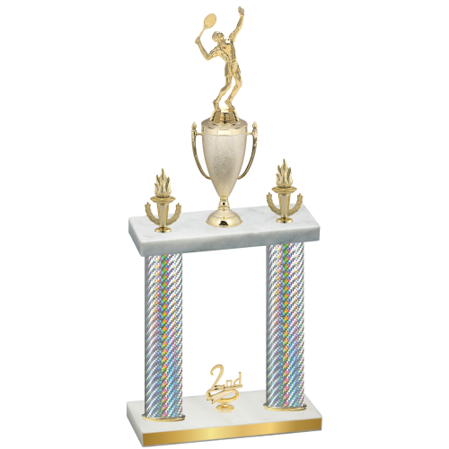 Double Silver Carbon Fiber Second Place Tennis Trophy