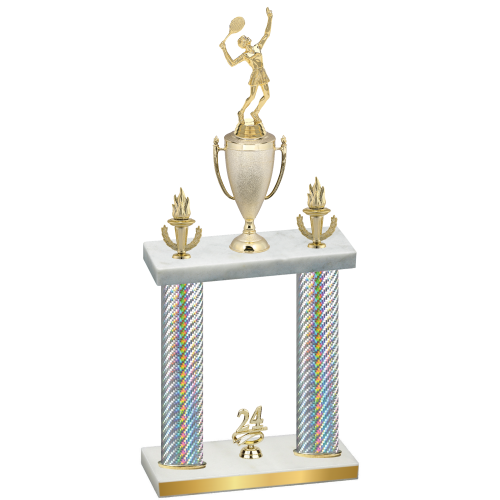 Double Silver Carbon Fiber Year Tennis Trophy