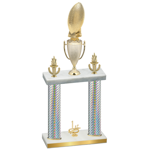 Double Silver Carbon Fiber First Place Football Trophy