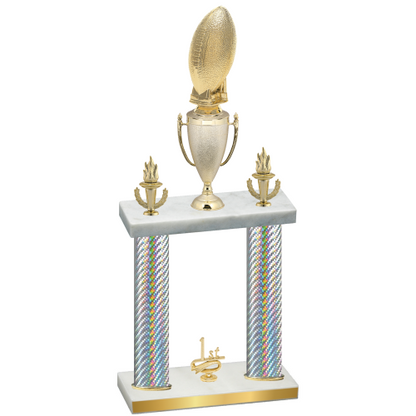 Double Silver Carbon Fiber First Place Football Trophy