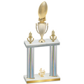 Double Silver Carbon Fiber Fourth Place Football Trophy