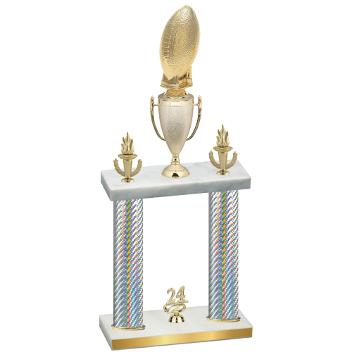 Double Silver Carbon Fiber Year Football Trophy