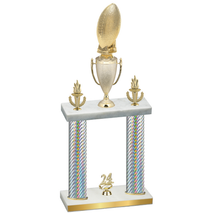 Double Silver Carbon Fiber Year Football Trophy
