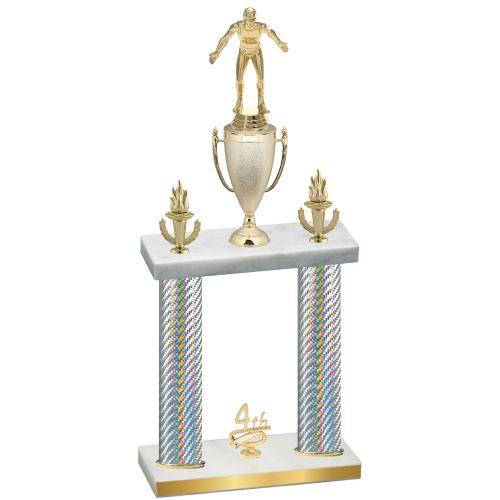 Double Silver Carbon Fiber Fourth Place Wrestling Trophy