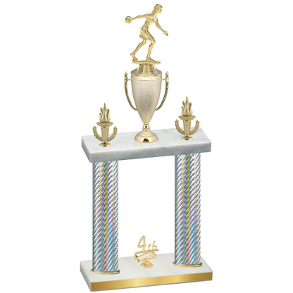 Double Silver Carbon Fiber Fourth Place Bowling Trophy
