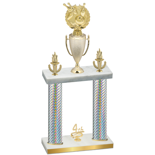 Double Silver Carbon Fiber Fourth Place Bowling Trophy