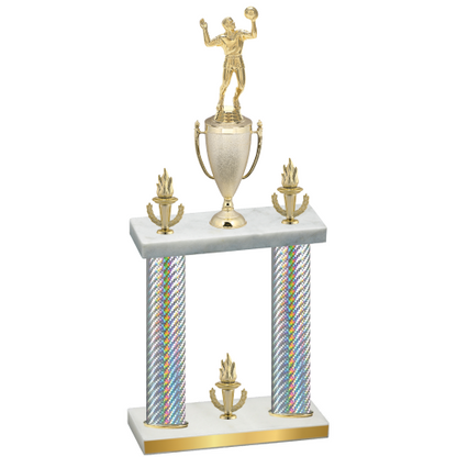 Double Silver Carbon Fiber Victory Volleyball Trophy