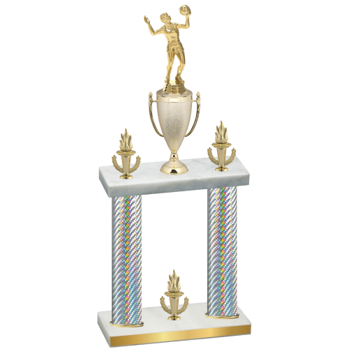 Double Silver Carbon Fiber Victory Volleyball Trophy