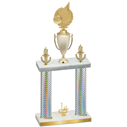 Double Silver Carbon Fiber First Place Volleyball Trophy