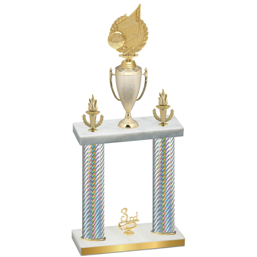 Double Silver Carbon Fiber Third Place Volleyball Trophy