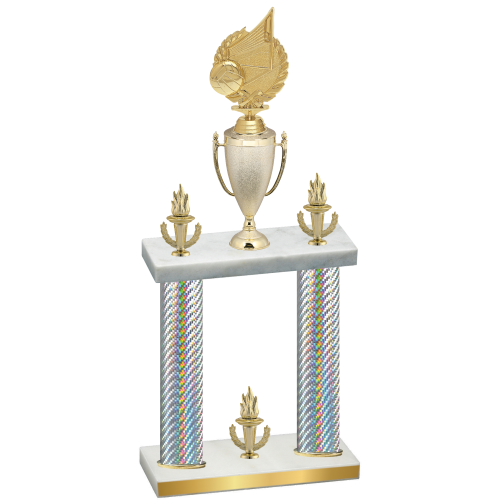 Double Silver Carbon Fiber Victory Volleyball Trophy