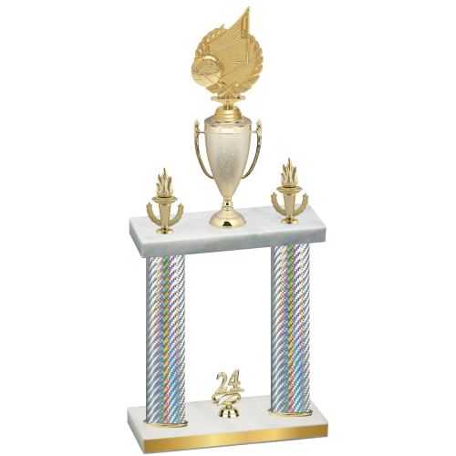 Double Silver Carbon Fiber Year Volleyball Trophy