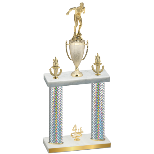 Double Silver Carbon Fiber Fourth Place Swimming Trophy