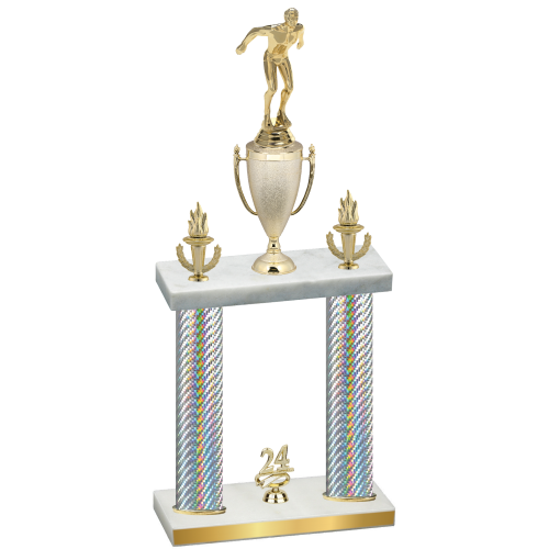 Double Silver Carbon Fiber Year Swimming Trophy