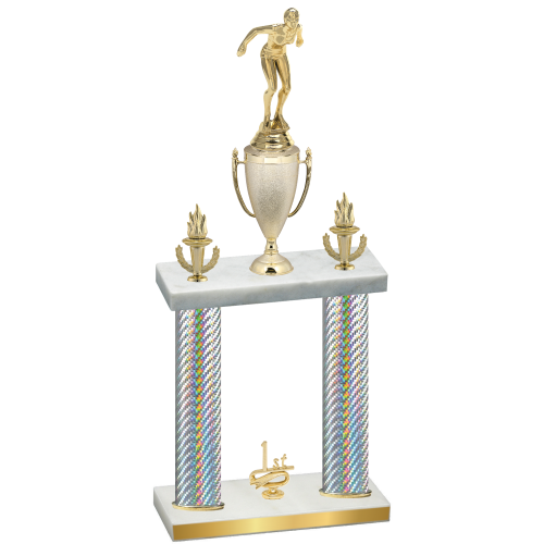 Double Silver Carbon Fiber First Place Tennis Trophy